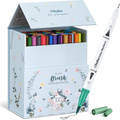 100 Colors Art Markers Set Ohuhu Dual Tips Coloring Brush Fineliner Color Marker