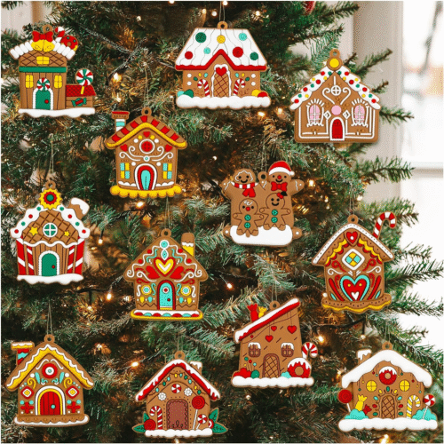 12 Assorted Gingerbread Man Ornaments-3 Inch Tall, Hanging Christmas Tree Decor