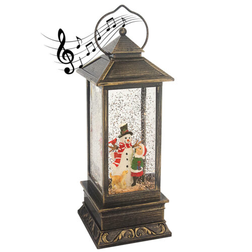 s-l1600 Snowman Child Christmas Musical Snow Globe Battery Operated LED Lighted Lantern