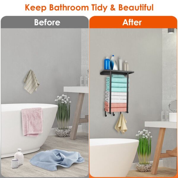 2 Tier Wall Mounted Towel Rack Metal Towel Holder Hanger Bathroom Storage Shelf 2