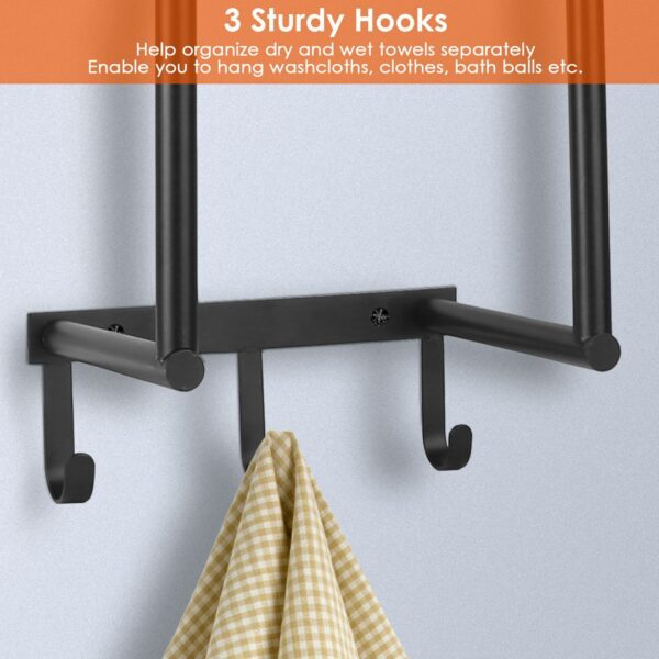 2 Tier Wall Mounted Towel Rack Metal Towel Holder Hanger Bathroom Storage Shelf 3