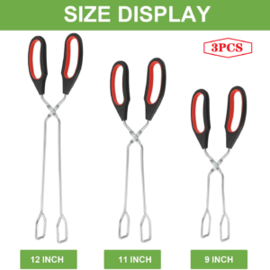 3 Pack Stainless Steel Cooking Tongs, Kitchen Scissor Utensil Food BBQ, Grilling