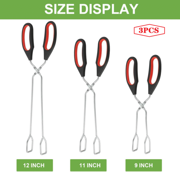 3 Pack Stainless Steel Cooking Tongs, Kitchen Scissor Utensil Food BBQ, Grilling 1