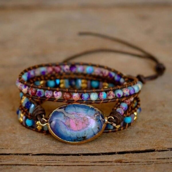 Boho 3 Strands Sea Sediment Handmade Braided Healing Reiki Wrap Women Bracelet 1