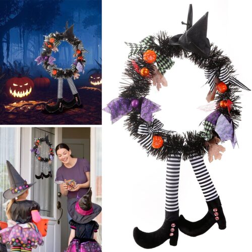 Halloween Witch Wreath Door Wall Hanging Garland Decoration Home Party Supplies