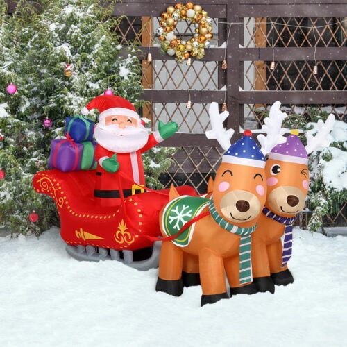 s-l1600 (8) 7FT Inflatable Santa Double Deer w/Sled Waterproof Christmas Outdoor Decoration