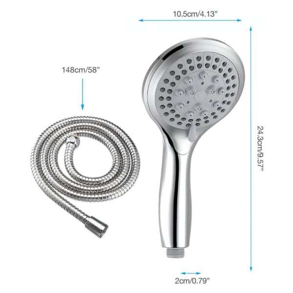High Pressure Shower Head 5 Settings Handheld Shower Heads Spray With 5 FT Hose 1