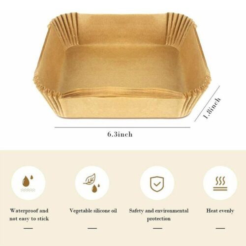 100PCS Air Fryer Liners Disposable Paper Liner For Roasting Microwave Stick Food