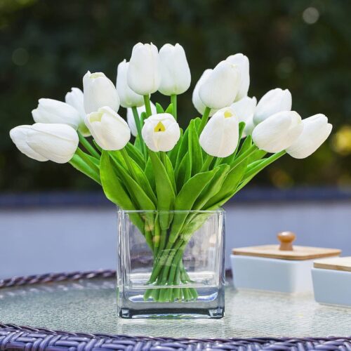 s-l1600 (9) 20 × Artificial White Tulip Fake Flowers Real Touch Wedding Home Decor Gifts