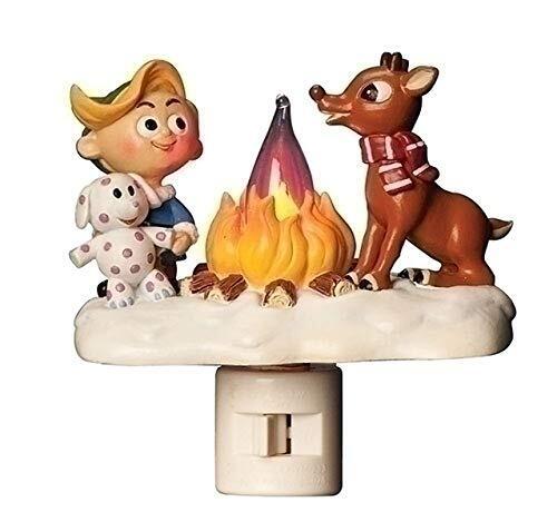 s-l960 Rudolph the Red Nosed Reindeer and Hermey Flicker Christmas Night Light