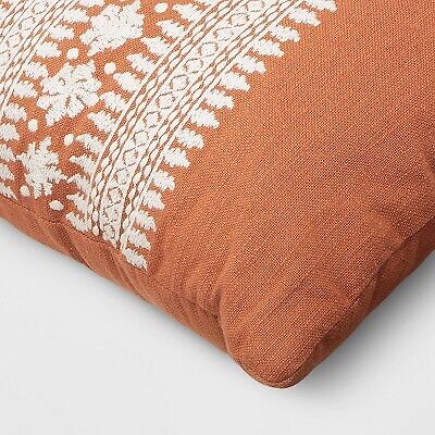 Floral Embroidered Lumbar Throw Pillow Rust - Threshold 3