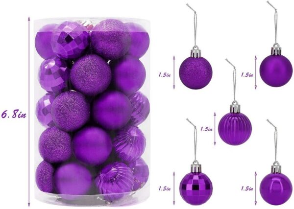 34 Pcs Christmas Glitter 1.5" Ball Ornaments Xmas Tree Ball Hanging Party Decor 3