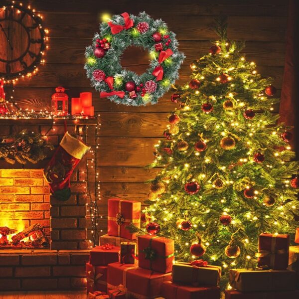 Christmas Wreath Garland Front Door Porch Wall Window Outside Ornament Lamp 3