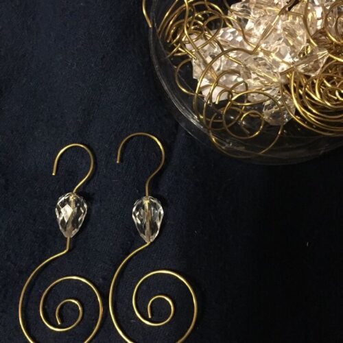 s-l960 - 2024-01-03T143718.520 24 Spiral GOLD Jewel Bead fancy Ornament Hook Wire Hanger Christmas Tree