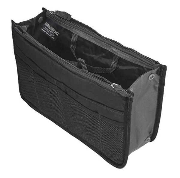 Women Multi-Pocket Travel Handbag Organizer Insert w Zipper Handles Purse Liner 3