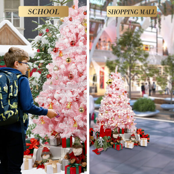 Artificial Xmas Christmas Tree Snow White Flocked Hinged Bushy Tree 2