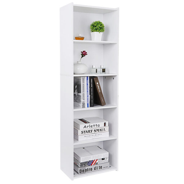 Bookshelf Storage 5 Tier Wall Shelf Organizer White for Home and Office 2