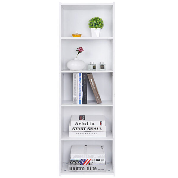 Bookshelf Storage 5 Tier Wall Shelf Organizer White for Home and Office 1