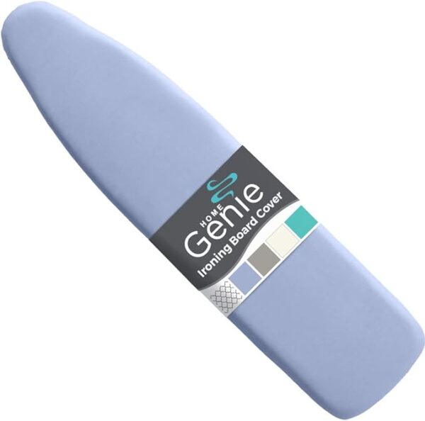 "HOME GENIE Ironing Board Cover - Silicone Coating, Full Size Scorch Resistant Padding, Elastic Edge Heavy Duty Iron Pad Covers for Standard Boards, Hook and Loop Fastener Strap, Extra Thick, Blue 15" x 54"" 1