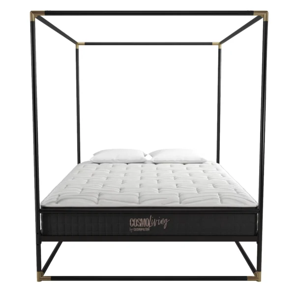 CosmoLiving Celeste Canopy Metal Bed - Full Size Frame, Black/Gold 1