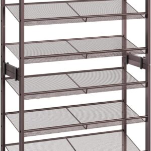 HOOBRO Metal Shoe Rack - 8 Tier Shoe Rack for Closet, Holds 24-32 Pairs of Shoes - 29.5" W x 11.6" D x 63" H - Stackable Shoe Organizer for Entryway, Hallway, Living Room - Bronze AB82XJP201