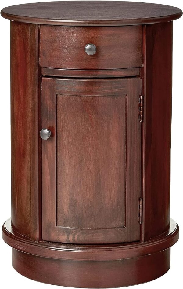 Decor Therapy Keaton Traditional Round Side Storage End Table - 26" x 17.75" - Vintage Cherry Finish 1
