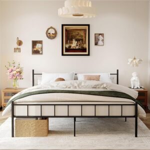 DIIYIV Metal Platform Bed Frame - 14-Inch Full Size - Storage Space Under Bed - Heavy Duty Steel Slat Support - No Box Spring Needed - Easy Assembly