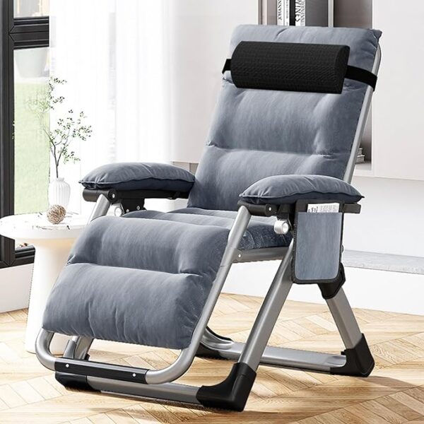 MOPHOTO Comfy Folding Chair for Living Room - Foldable Recliner Lounge Chairs with Mattress for Indoor Outdoor Use - Adjustable Reclining Leisure Chairs for Adults" 1