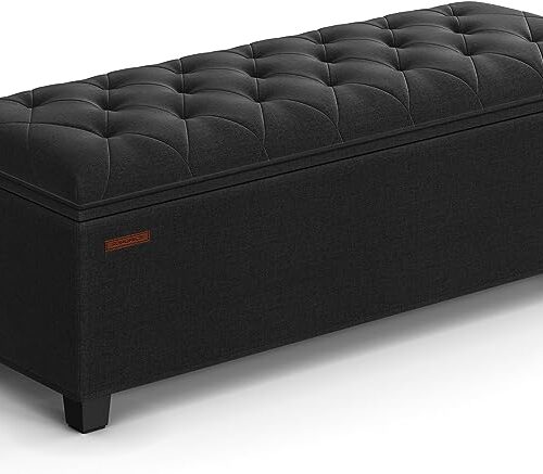 SONGMICS Storage Ottoman Bench - Bench with Storage - for Entryway, Bedroom, Living Room - Black ULSF088B01