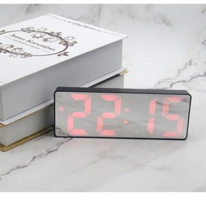Digital LED Desk Alarm Clock Mirror USB Table Snooze Temperature Display Clocks