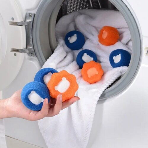 8 Pet Hair Remover Balls - Reusable Laundry Sponge, Dryer Anti-Winding Adsorption