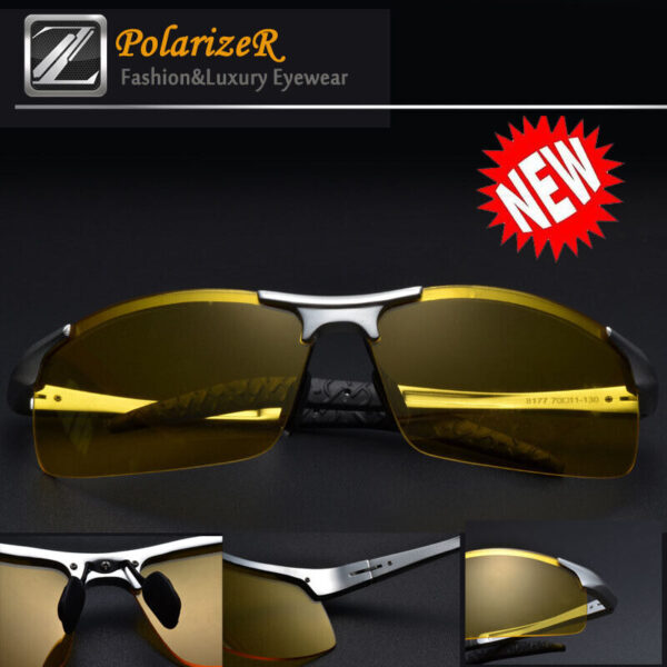 "Tac HD Polarized Night Vision Glasses for Men | Driving Sport Pilot Aviator Sunglasses" 1