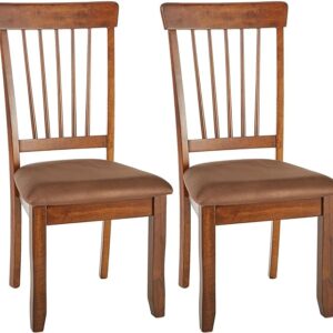 Ashley Berringer Rustic Dining Chair with Cushions - Set of 2, 18" Seat Height, Brown