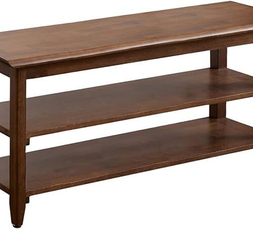 Otlsh Wood Shoe Bench - Entryway Storage Bench, Heavy Duty Shoe Rack Organizer Shelf - Brown, 39.4"