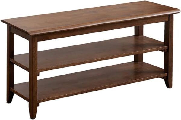 Otlsh Wood Shoe Bench - Entryway Storage Bench, Heavy Duty Shoe Rack Organizer Shelf - Brown, 39.4" 1