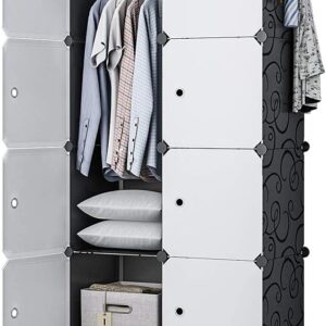 GEORGE&DANIS Portable Closet Wardrobe Cube Storage Organizer - 28x18x56 inches, 2x4 Tiers, Black