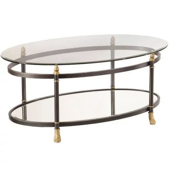 Southern Enterprises Claudia Regal Glass Top Oval Coffee Table - Dark Gray 3