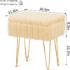 2 Wimarsbon Faux Mink Fur Storage Ottoman - Modern Soft Footstool with Metal Legs - Vanity Seat, Storage Bench, Ottoman Coffee Table, Makeup Chair for Bedroom - Yellow