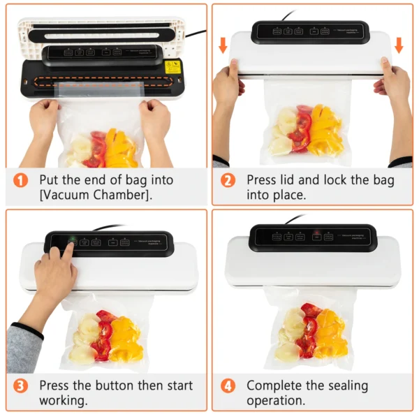 LINKPAL Commercial Vacuum Sealer - Seal a Meal Food System | Powerful 60KPA Sealing Machine | Includes 10 Free Food Bags | Easy-to-Clean and Simple-to-Operate 2