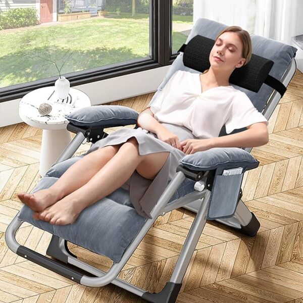 MOPHOTO Comfy Folding Chair for Living Room - Foldable Recliner Lounge Chairs with Mattress for Indoor Outdoor Use - Adjustable Reclining Leisure Chairs for Adults" 4