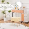 3 Wimarsbon Faux Mink Fur Storage Ottoman - Modern Soft Footstool with Metal Legs - Vanity Seat, Storage Bench, Ottoman Coffee Table, Makeup Chair for Bedroom - Yellow