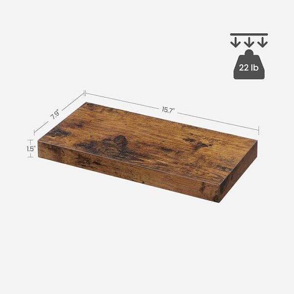 "VASAGLE Wall Shelf - Vintage Floating Shelf 15.7 inch - Hanging Shelves Wall Mounted - for Photos, Decorations - Rustic Brown (ULWS24BX)" 4