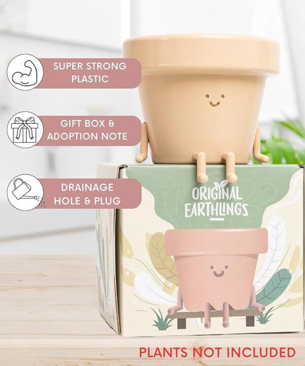 Cute Face Plastic Indoor Plant Pot - 3.5 Inch Succulent/Cactus Planter | Unique Decorative Novelty Gift for Plant Lovers 4