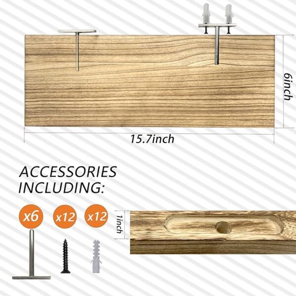 Solid Wood Floating Shelves Set of 3 - Rustic Farmhouse Design, Bathroom and Office Decor - Light Brown Shelf with Invisible Brackets 4