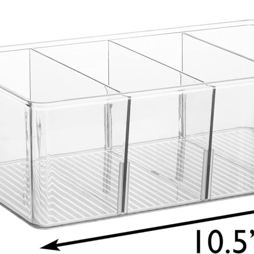 ClearSpace Plastic Pantry Bins with Removable Dividers - Kitchen Storage and Organization (4 Pack)