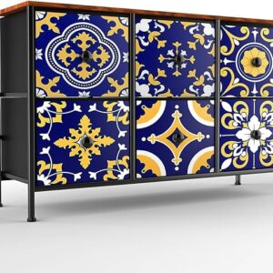 Doeean Bedroom Dresser with 6 Fabric Drawers - Wide Chest of Drawers for Ample Storage, Steel Frame, Wood Top - Organizer for Living Room, Hallway, Nursery