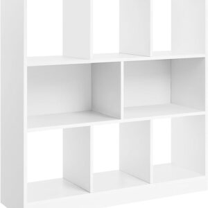 VASAGLE Freestanding Bookcase - Versatile Storage Unit with 8 Open Compartments, Horizontal or Vertical Use, 11 x 35.4 x 39.4 Inches, Ideal for Living Room, Study, Office - White Finish (ULBC55WT)