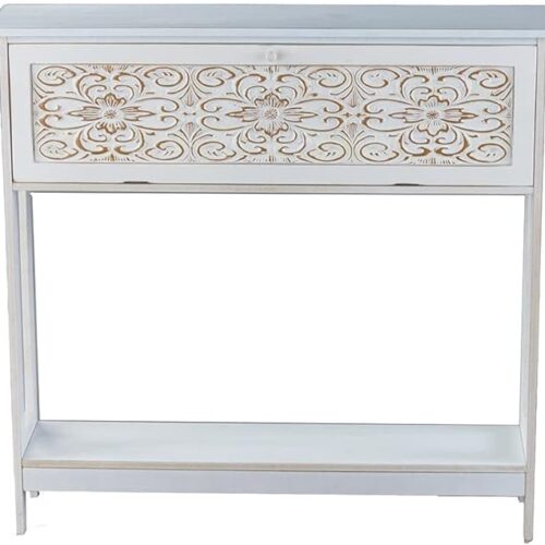 Antique White Console Table with Drawer - Elegant Entryway Storage Furniture