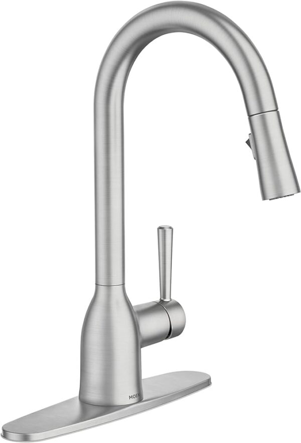 Moen Adler 87233SRS Pull Down Kitchen Faucet | Spot Resist Stainless | Power Clean, Retractable Wand, ADA Compliant | Classic Style, Fashion-Forward Design | Durable and Long-Lasting 1