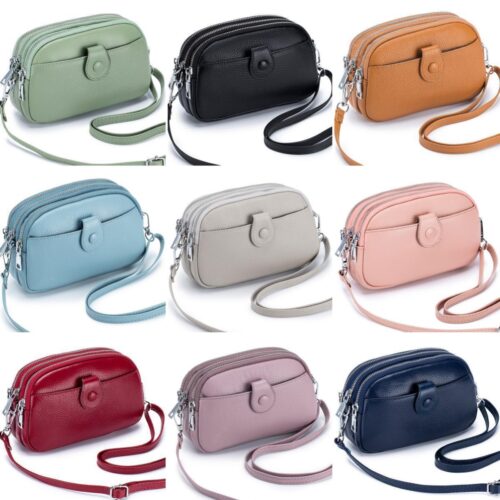 a1 Womens Small Crossbody Bag Genuine Leather Shoulder Handbag Zip Cellphone Wallet
